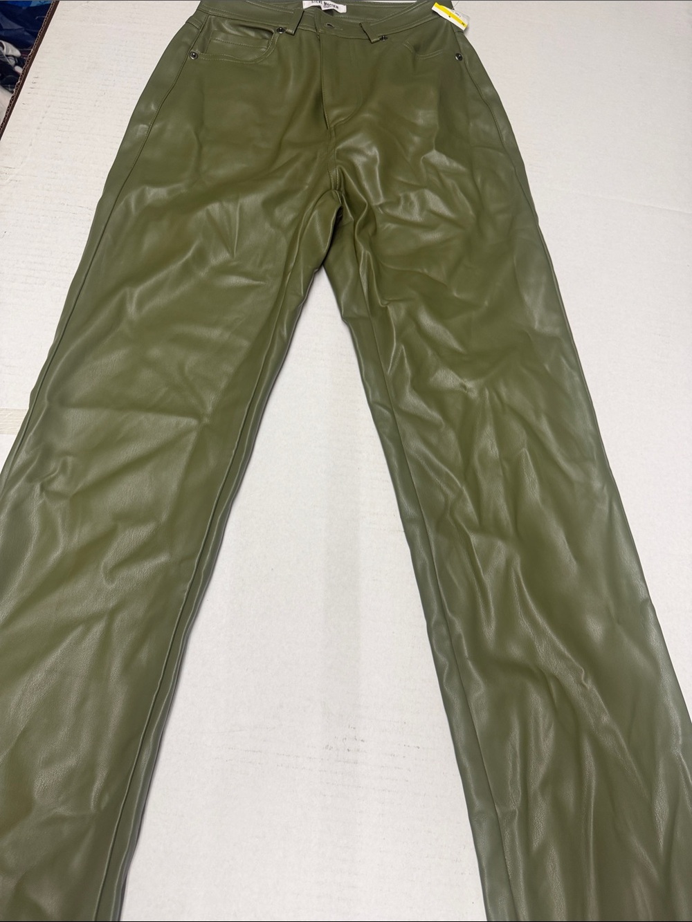 Olive Green women Faux Leather Pants